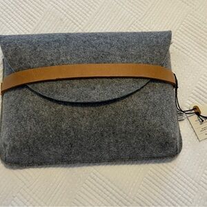 Gray Felt Envelope Purse with Tan Leather Closure